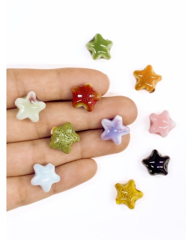 Seramik Boncuk Pembe Mini Yıldız 15mm