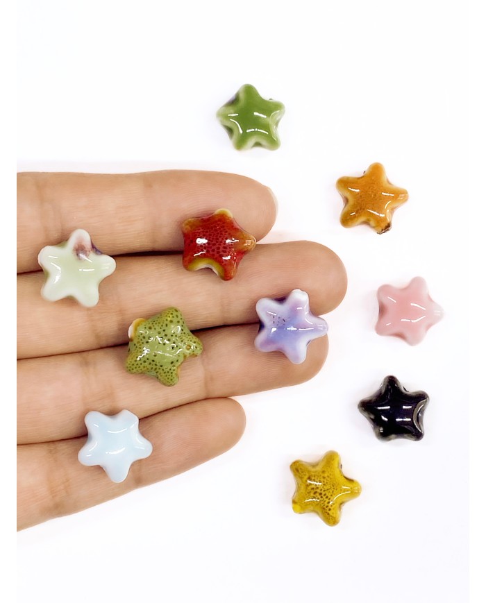 Seramik Boncuk Pembe Mini Yıldız 15mm