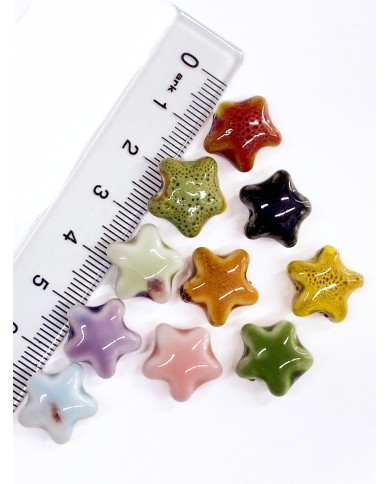 Seramik Boncuk Turuncu Mini Yıldız 15mm