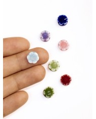 Seramik Boncuk Mavi Mini Çiçek 10mm