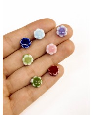 Seramik Boncuk Yeşil Mini Çiçek 10mm