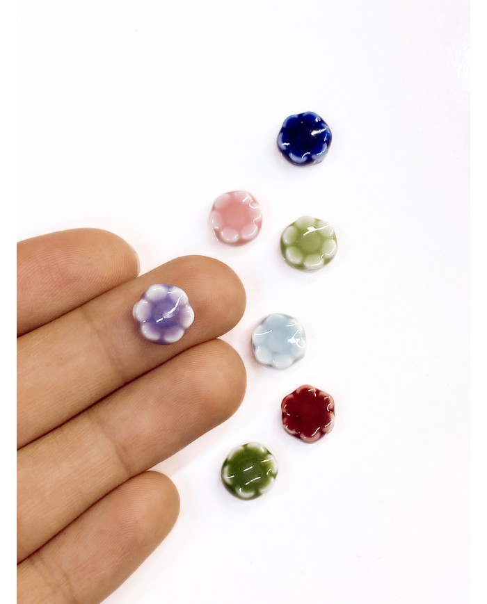 Seramik Boncuk Mor Mini Çiçek 10mm