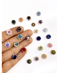 Seramik Boncuk Siyah Mini Çiçek 10mm