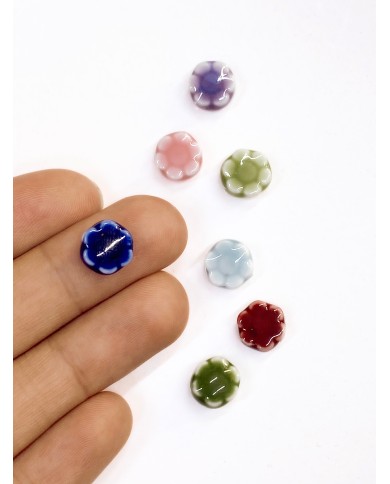 Seramik Boncuk Lacivert Mini Çiçek 10mm