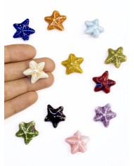 İpe Dizili Seramik Boncuk Beyaz Solungaçlı Yıldız 10mm