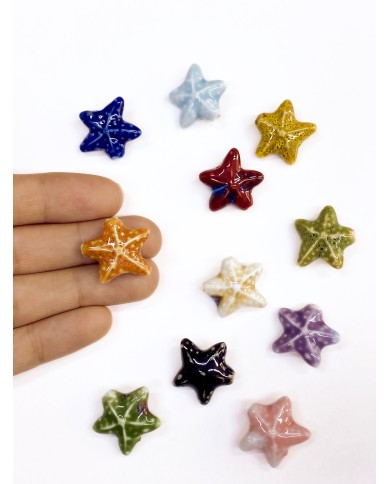 Seramik Boncuk Kırmızı Deniz Yıldızı 21mm