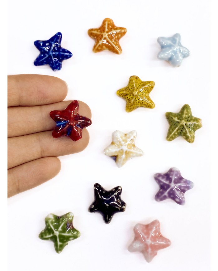 Seramik Boncuk Kırmızı Deniz Yıldızı 21mm