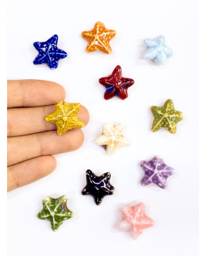 Seramik Boncuk Sarı Deniz Yıldızı 21mm