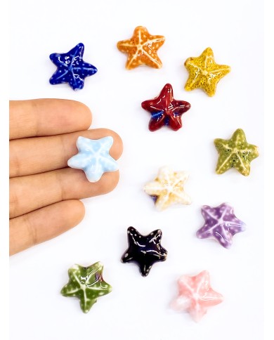 Seramik Boncuk Mavi Deniz Yıldızı 21mm