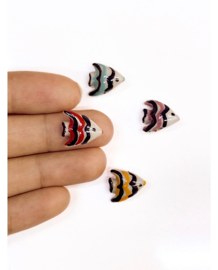 Seramik Boncuk Kırmızı Mini Balık 14mm