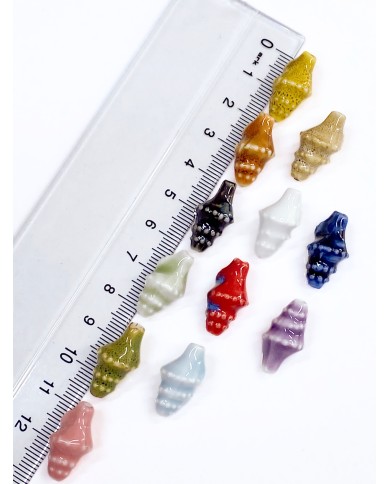 Seramik Boncuk Yeşil Sivri Deniz Kabuğu Kozalağı 21mm