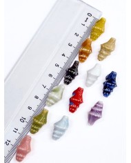 Seramik Boncuk Yeşil Sivri Deniz Kabuğu Kozalağı 21mm