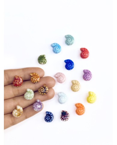 Seramik Boncuk Yeşil Salyangoz Kabuğu 15mm