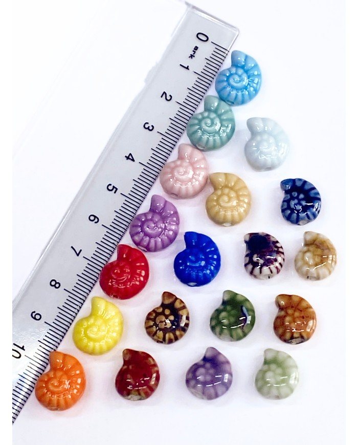 Seramik Boncuk Yeşil Salyangoz Kabuğu 15mm