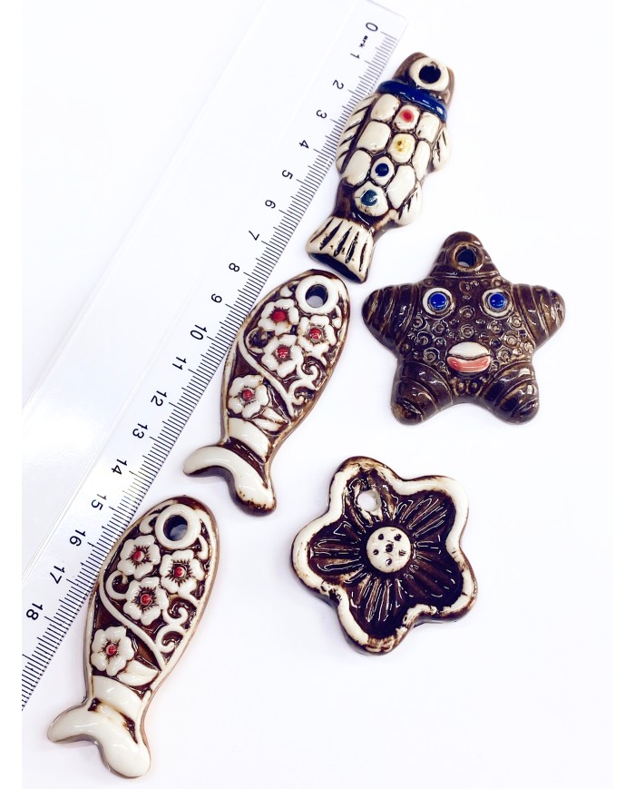 Seramik Boncuk Kahverengi Yıldız 48mm