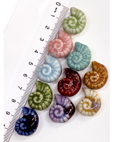 Seramik Boncuk Salyangoz Kabuğu Yeşil 20mm