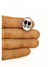 Seramik Boncuk Siyah Lale Desenli 21mm