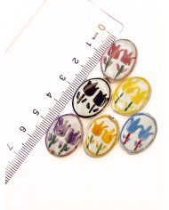 Seramik Boncuk Siyah Lale Desenli 21mm