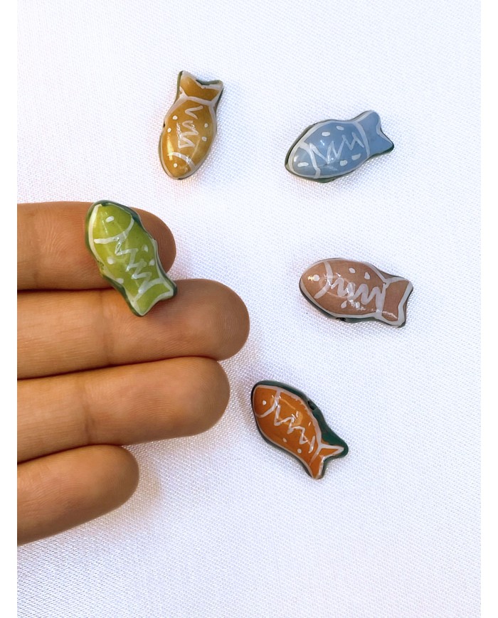 Seramik Boncuk Yeşil Balık 18mm