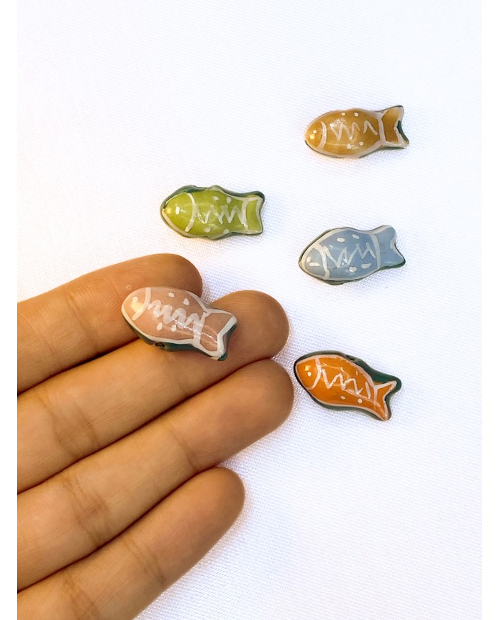 Seramik Boncuk Pembe Balık 18mm