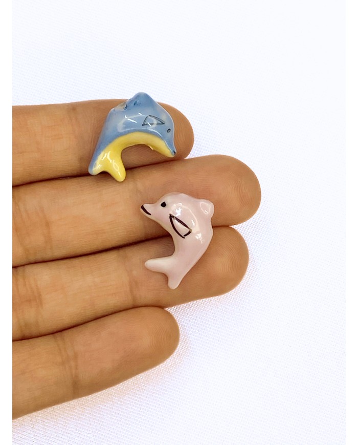 Seramik Boncuk Mavi Yunus 16mm