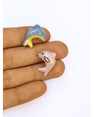 Seramik Boncuk Mavi Yunus 16mm