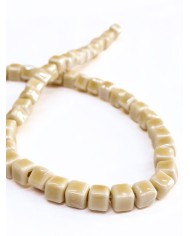 İpe Dizili Seramik Boncuk Yeşil Küp 7mm - 1 Dizi