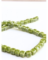İpe Dizili Seramik Boncuk Yeşil Küp 7m