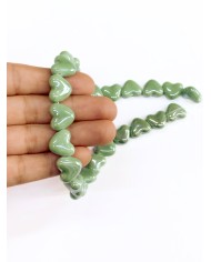 İpe Dizili Seramik Boncuk Yeşil Kalp 15mm