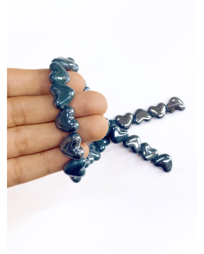 İpe Dizili Seramik Boncuk Siyah Kalp 15mm