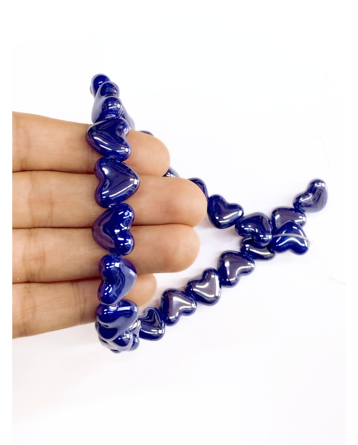 İpe Dizili Seramik Boncuk Lacivert Kalp 15mm