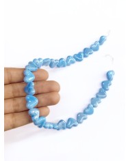 İpe Dizili Seramik Boncuk Mavi Kalp 15mm