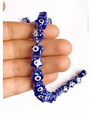 İpe Dizili Seramik Boncuk Lacivert Nazar Boncuklu Çiçek Yıldız 10mm