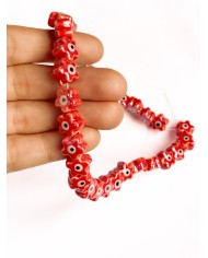 İpe Dizili Seramik Boncuk Kırmızı Nazar Boncuklu Çiçek Yıldız 10mm