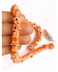 İpe Dizili Seramik Boncuk Turuncu Nazar Boncuklu Çiçek Yıldız 10mm