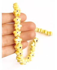 İpe Dizili Seramik Boncuk Sarı Nazar Boncuklu Çiçek Yıldız 10mm