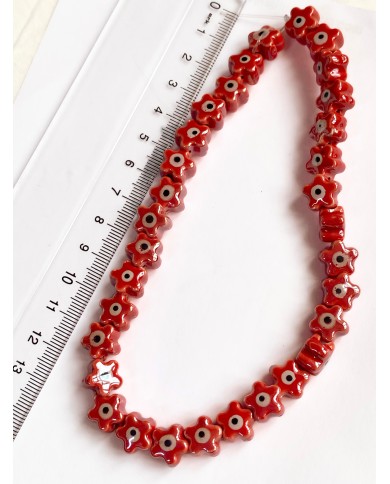 İpe Dizili Seramik Boncuk Renkli Nazar Boncuklu Çiçek Yıldız 10mm