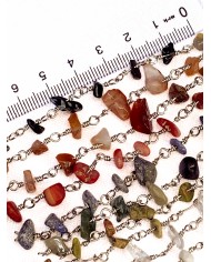 Doğal Kırık Taşlı Kuyumcu Zinciri Kahverengi Tel Sarma - 1m