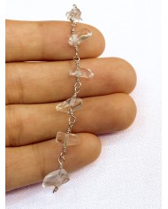 Doğal Kırık Taşlı Kuyumcu Zinciri Şeffaf Tel Sarma - 1m