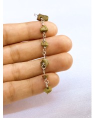 Doğal Kırık Taşlı Kuyumcu Zinciri Yeşil Tel Sarma - 1m