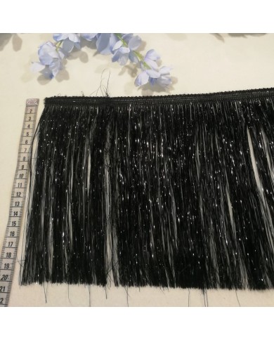 1 Metre - Simli Saçak 20 cm - Siyah