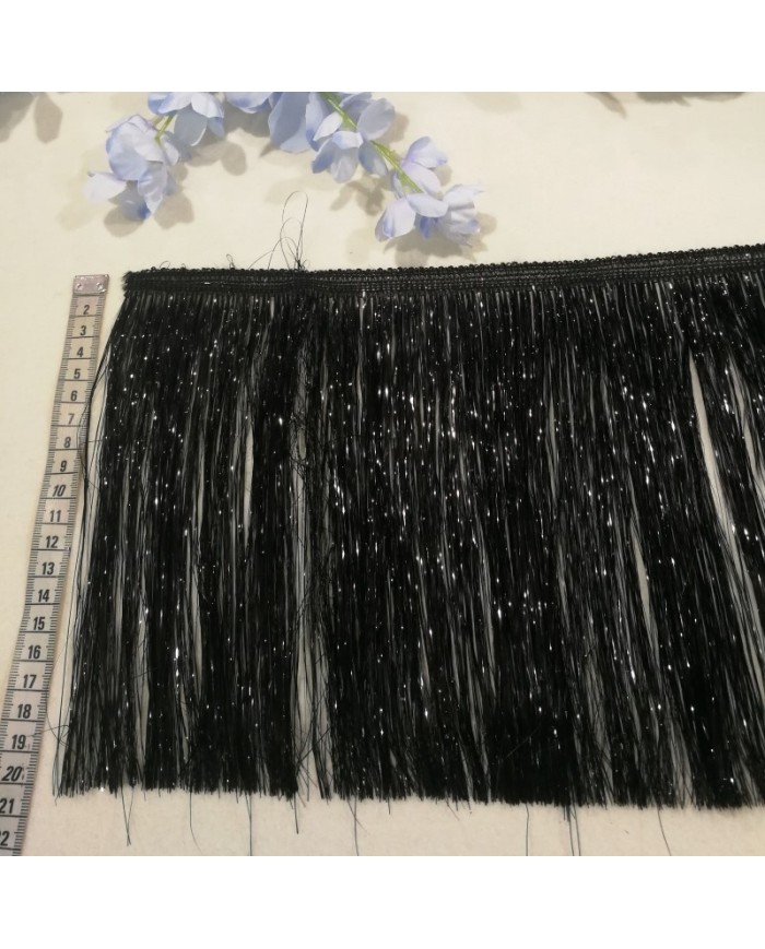 1 Metre - Simli Saçak 20 cm - Siyah