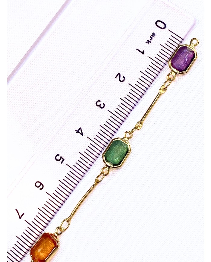 Cam Taşlı Kuyumcu Zinciri Gümüş Renkli Altıgen 6mm - 1m