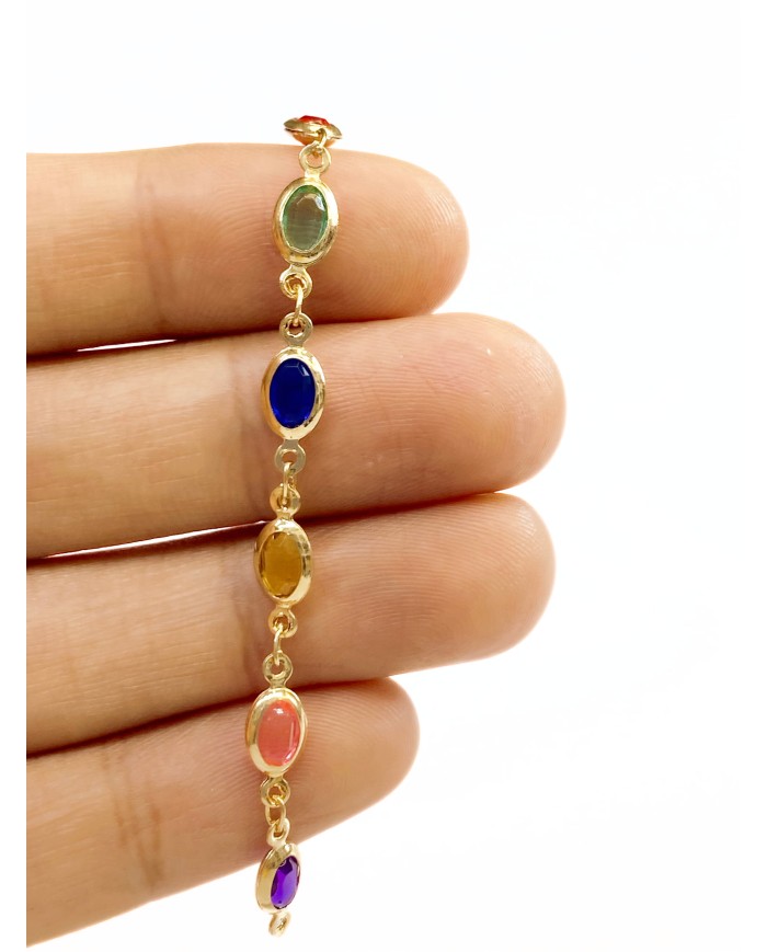 Cam Taşlı Kuyumcu Zinciri Altın Renkli Oval 5mm - 1m