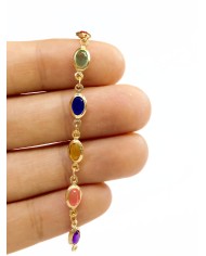 Cam Taşlı Kuyumcu Zinciri Altın Renkli Oval 7mm - 1m