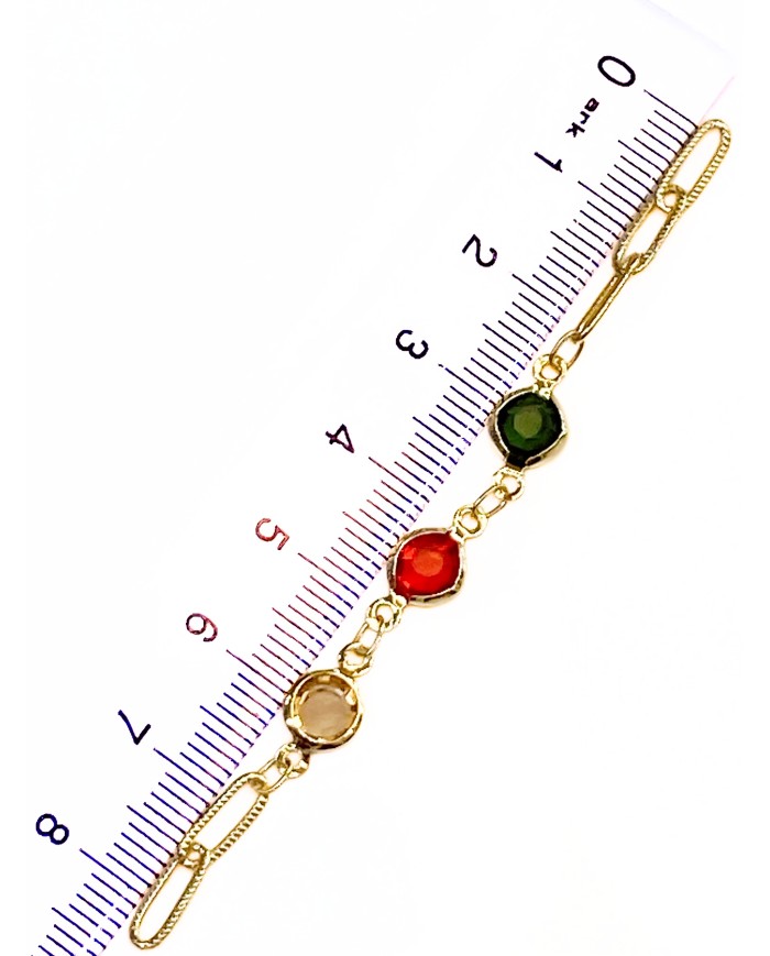 Cam Taşlı Kuyumcu Zinciri Altın Renkli Yuvarlak 7mm - 1m