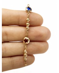 Cam Taşlı Kuyumcu Zinciri Altın Renkli Çiçek Top 7mm - 1m