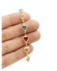 Zirkon Taşlı Kuyumcu Zinciri Altın Renkli Kalp 8mm - 1m