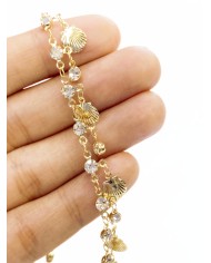 Zirkon Taşlı Kuyumcu Zinciri Altın Deniz Kabuğu 5mm - 1m