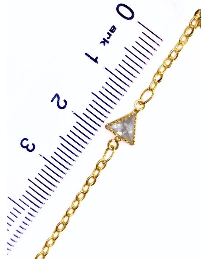 Zirkon Taşlı Kuyumcu Zinciri Altın Üçgen 5mm - 1m